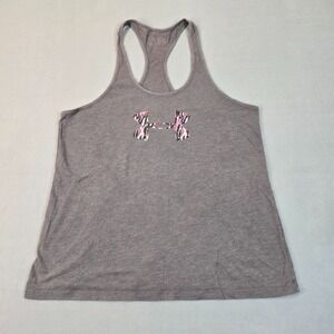Under Armour Charged Womens Gray Racerback Tank Top Medium Athletic Workout Gym